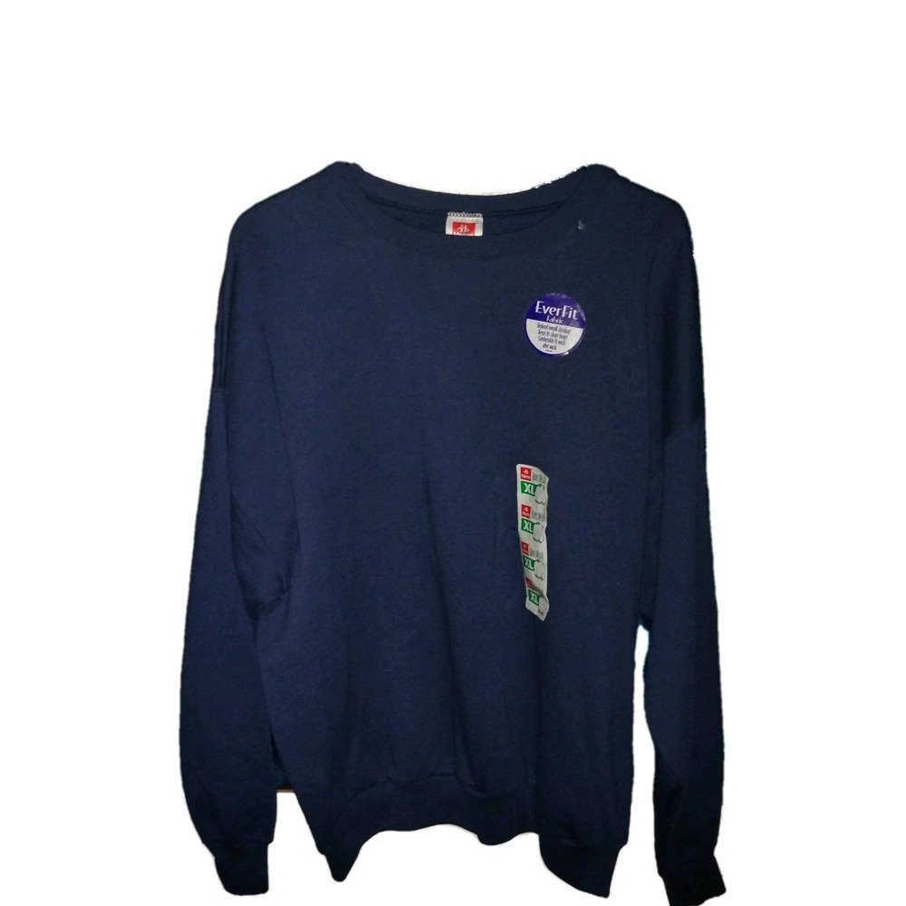 Vtg Hanes XL Sweatshirt Adult Navy Blue Crewneck Prem. Single stitch 90s NWT NOS
